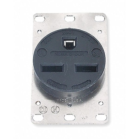 Straight Blade Receptacle, 6-30R, 30 A, 250V AC, 2 Pole, 3 Wire, Flush Mount, Grounded MPN:HBL9330