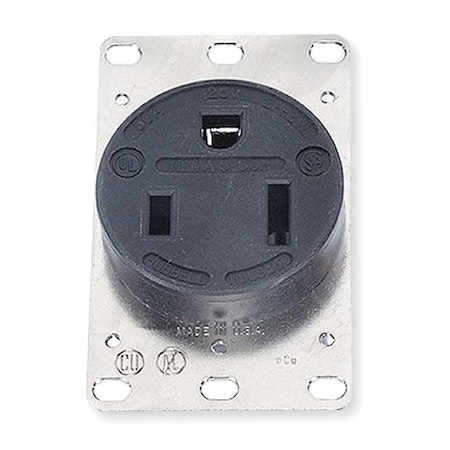 Straight Blade Receptacle, 5-50R, 50 A, 125V AC, 2 Pole, 3 Wire, Flush Mount, Grounded MPN:HBL9360