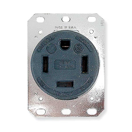 Straight Blade Receptacle, 14-60R, 60 A, 125/250V AC, 3 Pole, 4 Wire, Flush Mount, Grounded MPN:HBL9460A