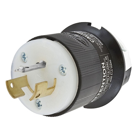 Locking Plug, Non-NEMA, 20 A, 125/250V AC, Single Phase, 3 Pole, Screw Terminals, Black, White MPN:HBL9965C