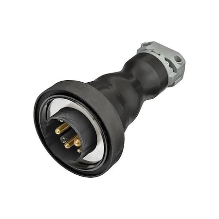 Pin & Sleeve Plug, 61 A, 125/347V AC, Three Phase, 3 Pole, IEC Grounding, Black, NEMA 4X MPN:HBLBA3MN