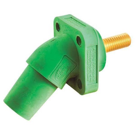 Angled Receptacle, Green, Threaded Stud MPN:HBLFRASGN