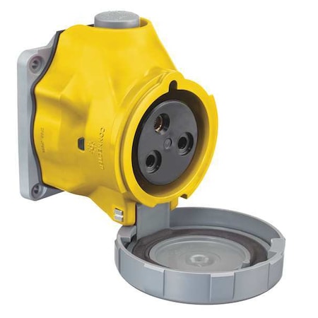 Pin & Sleeve Receptacle, 30 A, 125V AC, Single Phase, 2 Pole, IEC Grounding, Yellow, NEMA 4X MPN:HBLS330R4W