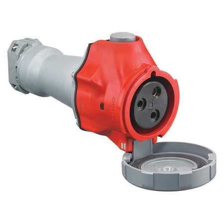 Watertight Pin & Sleeve Plug, 60 A, 480V AC, Single Phase, 2 Pole, IEC Grounding, Red, NEMA 4X MPN:HBLS360C7W