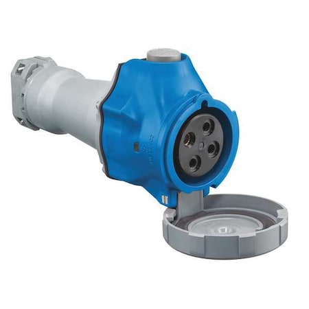 Watertight Pin & Sleeve Connector, 30 A, 250V AC, Three Phase, 3 Pole, IEC Grounding, Blue, NEMA 4X MPN:HBLS430C9W