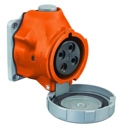 Pin & Sleeve Receptacle, 30 A, 125/250V AC, Single Phase, 3 Pole, IEC Grounding, Orange, NEMA 4X MPN:HBLS430R12W