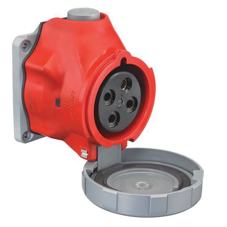 Pin & Sleeve Receptacle, 30 A, 480V AC, Three Phase, 3 Pole, IEC Grounding, Red, NEMA 4X MPN:HBLS430R7W
