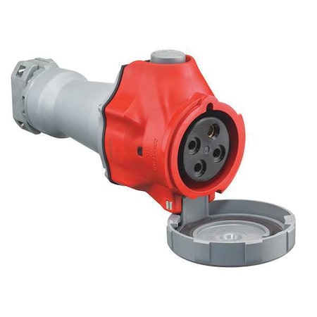 Watertight Pin & Sleeve Plug, 60 A, 480V AC, Three Phase, 3 Pole, IEC Grounding, Red, NEMA 4X MPN:HBLS460C7W