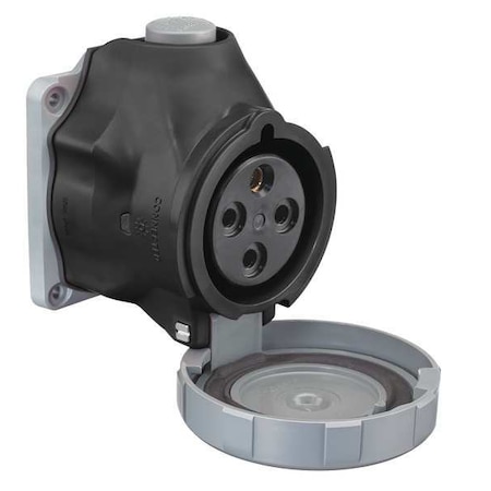 Watertight Pin & Sleeve Plug, 60 A, 600V AC, Three Phase, 3 Pole, IEC Grounding, Black, NEMA 4X MPN:HBLS460R5W