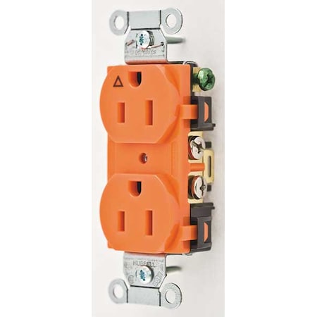 Duplex Straight Blade Receptacle, 5-15R, 15 A, 125V AC, 2 Pole, 3 Wire, Flush Mount MPN:IG15CR