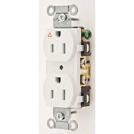 Straight Blade Receptacle, 5-15R, 15 A, 125V AC, 2 Pole, 3 Wire, Flush Mount, Isolated Ground MPN:IG15CRWHI