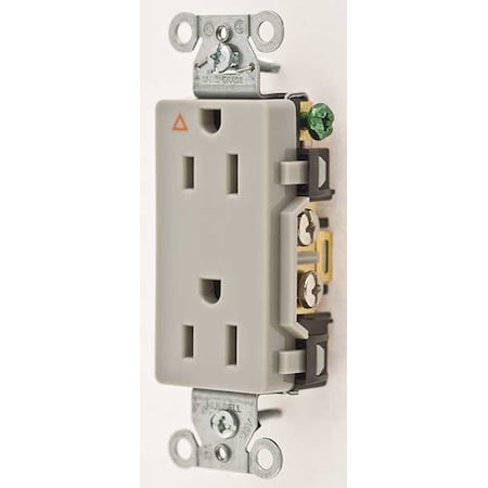 Straight Blade Receptacle, 5-15R, 15 A, 125V AC, 2 Pole, 3 Wire, Flush Mount, Isolated Ground MPN:IG15DRGRY