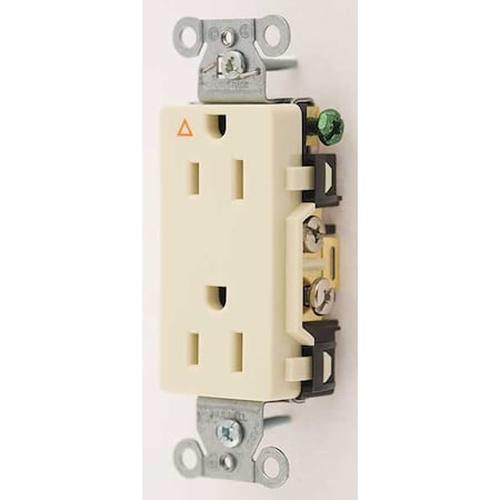 Duplex Straight Blade Receptacle, 5-15R, 15 A, 125V AC, 2 Pole, 3 Wire, Flush Mount MPN:IG15DRI