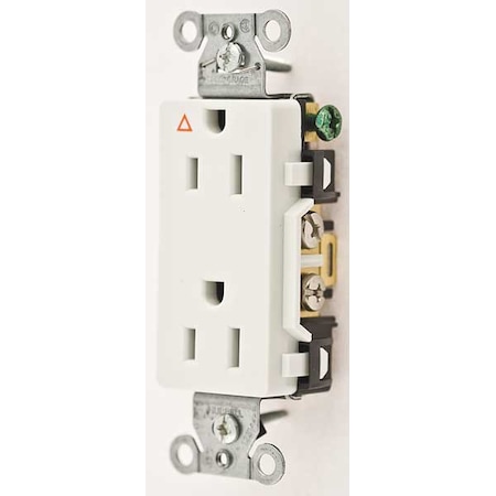 Straight Blade Receptacle, 5-15R, 15 A, 125V AC, 2 Pole, 3 Wire, Flush Mount, Isolated Ground MPN:IG15DRW