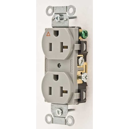 Straight Blade Receptacle, 5-20R, 20 A, 125V AC, 2 Pole, 3 Wire, Flush Mount, Isolated Ground MPN:IG20CRGRY
