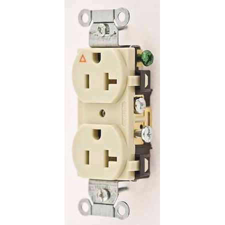 Straight Blade Receptacle, 5-20R, 20 A, 125V AC, 2 Pole, 3 Wire, Flush Mount, Isolated Ground MPN:IG20CRI