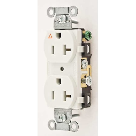Straight Blade Receptacle, 5-20R, 20 A, 125V AC, 2 Pole, 3 Wire, Flush Mount, Isolated Ground MPN:IG20CRWHI
