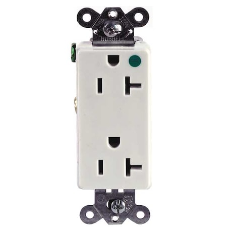 Duplex Straight Blade Receptacle, 5-20R, 20 A, 125V AC, 2 Pole, 3 Wire, Flush Mount MPN:IG2182WA