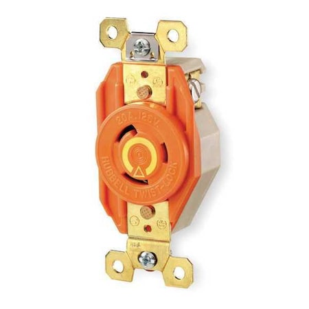 Locking Receptacle, L5-20R, 20 A, 125V AC, Single Phase, 2 Pole, Flush Mount, Screw Terminals MPN:IG2310