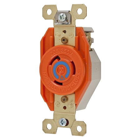Locking Receptacle, L6-20R, 20 A, 250V AC, Single Phase, 2 Pole, Flush Mount, Screw Terminals MPN:IG2320