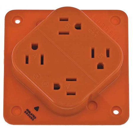 Straight Blade Receptacle, 5-15R, 15 A, 125V AC, 2 Pole, 3 Wire, Flush Mount, Isolated Ground MPN:IG415