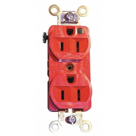 Duplex Straight Blade Receptacle, 5-15R, 15 A, 125V AC, 2 Pole, 3 Wire, Flush Mount MPN:IG8200R