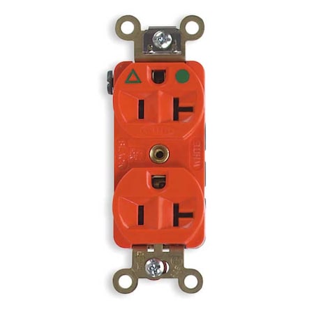 Straight Blade Receptacle, 5-20R, 20 A, 125V AC, 2 Pole, 3 Wire, Flush Mount, Isolated Ground MPN:IG8300
