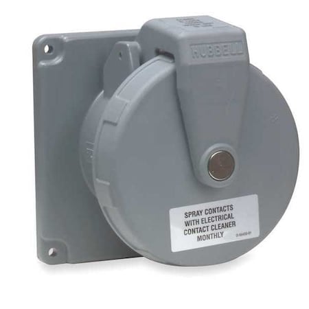 Pin & Sleeve Receptacle, 100 A, 125/250V AC, Single Phase, 3 Pole, IEC Grounding, Yellow, NEMA 4X MPN:M4100R12