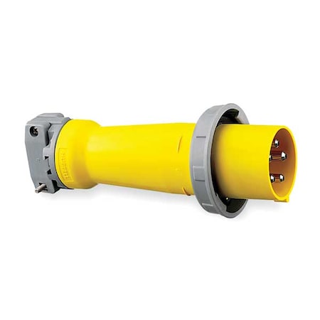 Pin & Sleeve Plug, 100 A, 120/208V AC, Three Phase, 3 Pole, IEC Grounding, Yellow, NEMA Not Rated MPN:M5100P9