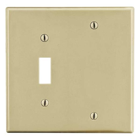 Toggle Switch/Blank Wall Plate, Number of Gangs: 2 Plastic, Satin Finish, Ivory MPN:P113I