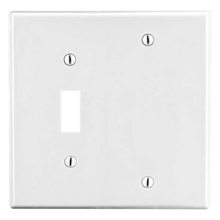 Toggle Switch/Blank Wall Plate, Number of Gangs: 2 Plastic, Satin Finish, White MPN:P113W