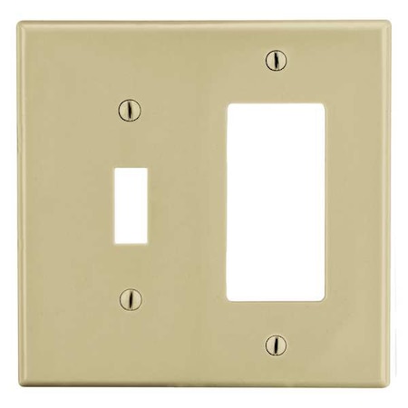 Toggle Switch/Rocker Wall Plate, Number of Gangs: 2 Plastic, Satin Finish, Ivory MPN:P126I