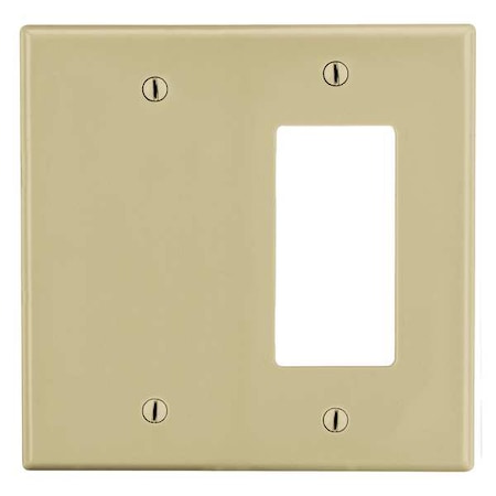 Duplex/Decorator Blank Wall Plate, Number of Gangs: 2 Plastic, Satin Finish, Ivory MPN:P1326I