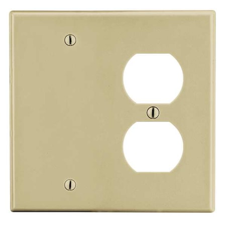 Duplex/Blank Wall Plate, Number of Gangs: 2 Plastic, Satin Finish, Ivory MPN:P138I
