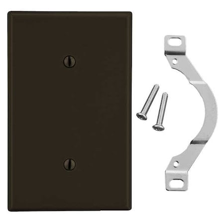 Blank Strap Mount Wall Plate, Number of Gangs: 1 Plastic, Satin Finish, Brown MPN:P14