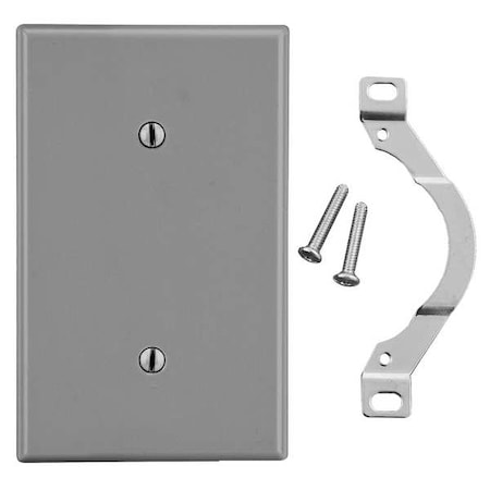 Blank Strap Mount Wall Plate, Number of Gangs: 1 Plastic, Satin Finish, Graphite MPN:P14GY