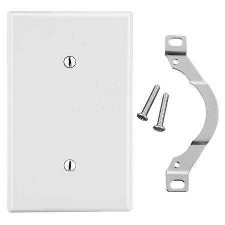 Blank Strap Mount Wall Plate, Number of Gangs: 1 Plastic, Satin Finish, White MPN:P14W