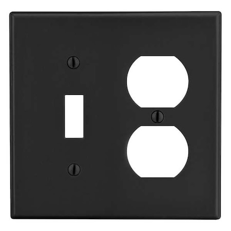 Duplex Receptacle Wall Plate, Number of Gangs: 2 Plastic, Satin Finish, Black MPN:P18BK