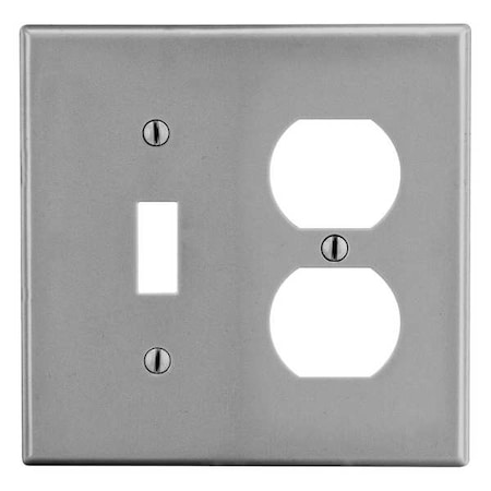 Toggle Switch/Duplex Receptacle Wall Plate, Number of Gangs: 2 Plastic, Satin Finish, Graphite MPN:P18GY