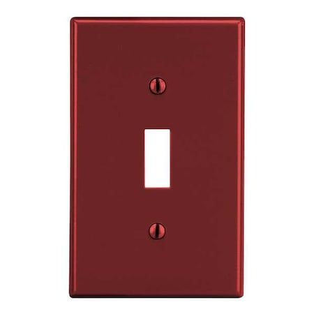 Toggle Switch Wall Plate, Number of Gangs: 1 Plastic, Satin Finish, Red MPN:P1R