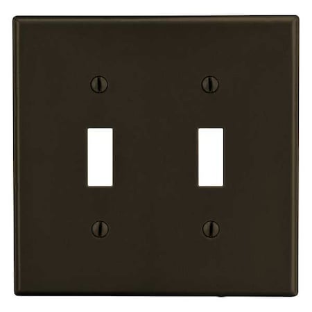 Toggle Switch Wall Plate, Number of Gangs: 2 Plastic, Satin Finish, Brown MPN:P2