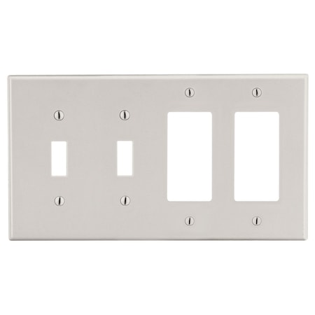 Wallplate, 4-Gang, 2) Toggle 2) Decorator, Light Almond MPN:P2262LA