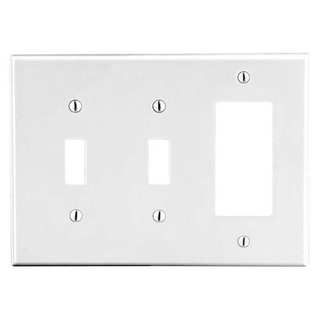 Toggle Switch/Rocker Wall Plate, Number of Gangs: 3 Plastic, Satin Finish, White MPN:P226W