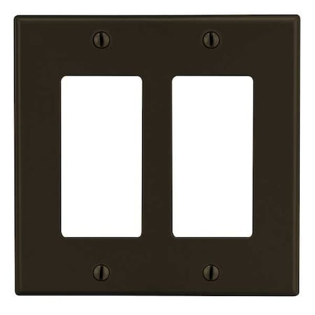 Rocker Wall Plate, Number of Gangs: 2 Plastic, Satin Finish, Brown MPN:P262