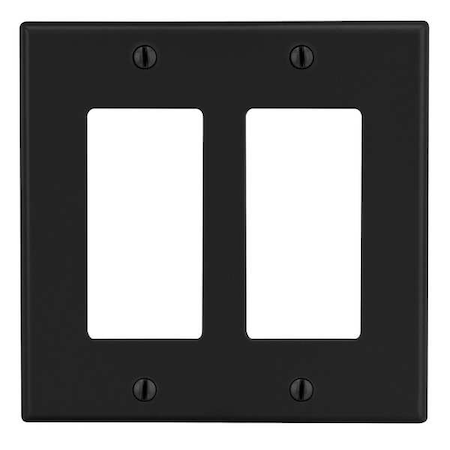 Rocker Wall Plate, Number of Gangs: 2 Plastic, Satin Finish, Black MPN:P262BK