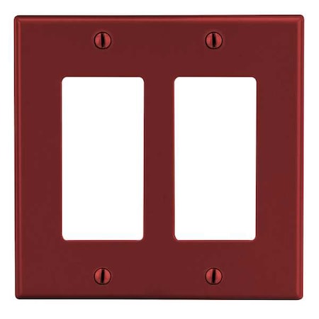 Rocker Wall Plate, Number of Gangs: 2 Plastic, Satin Finish, Red MPN:P262R