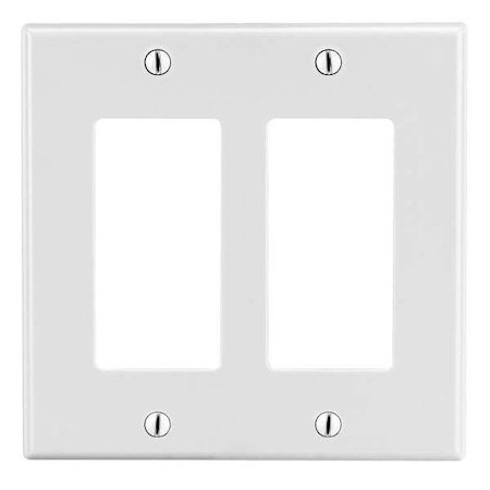 Rocker Wall Plate, Number of Gangs: 2 Plastic, Satin Finish, White MPN:P262W