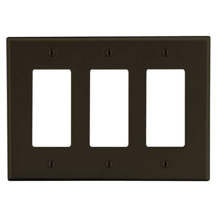 Rocker Wall Plate, Number of Gangs: 3 Plastic, Satin Finish, Brown MPN:P263