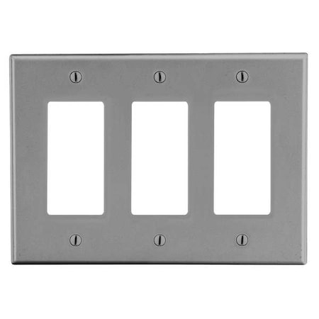 Rocker Wall Plate, Number of Gangs: 3 Plastic, Satin Finish, Graphite MPN:P263GY
