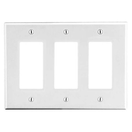 Rocker Wall Plate, Number of Gangs: 3 Plastic, Satin Finish, White MPN:P263W